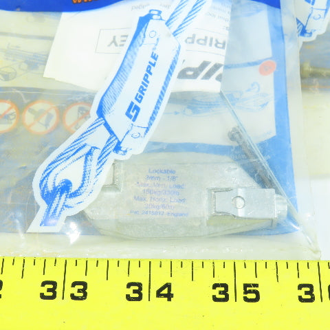 Gripple LK-1/8-1B 3mm Lockable Gripple Wire Loop Fastener W/ Key Lot of 3