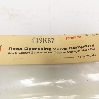 Ross 419K87 Skyline Series 4 Way Valve Service Kit Incomplete No Gaskets