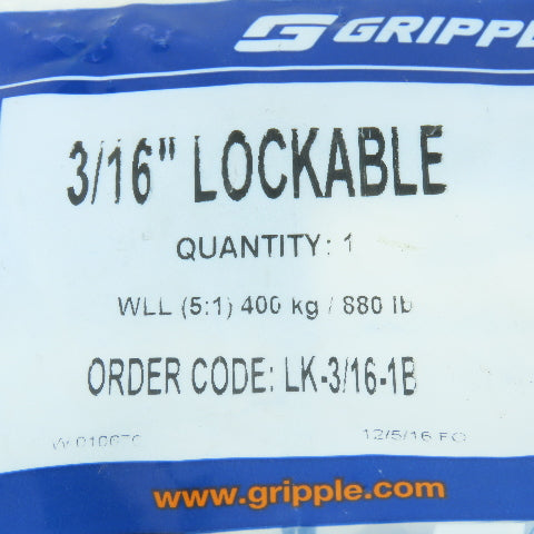 Gripple LK-3/16-1B 3/16" Lockable Wire Loop Fastener W/ Key Lot of 3