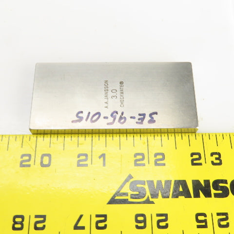 A.A. Jannson Checkmate 3" Steel Rectangular Gage Block 1-3/8" W x 0.351" Thick