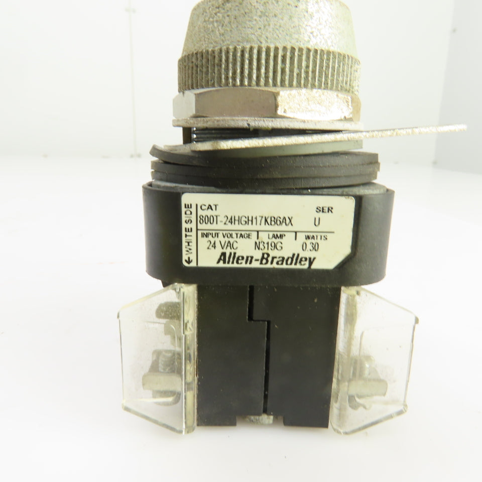 Allen Bradley 800T-24HGH17KB6AX 24VAC Illuminated Selector Switch Needs Switch