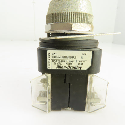 Allen Bradley 800T-24HGH17KB6AX 24VAC Illuminated Selector Switch Needs Switch