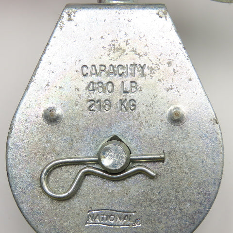 National N225-615 2" Rope Pulley 3/8" Scissor Hook Zinc Plated 480Lbs. Capacity