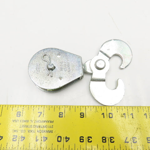 National N225-615 2" Rope Pulley 3/8" Scissor Hook Zinc Plated 480Lbs. Capacity