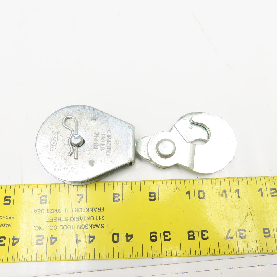National N225-615 2" Rope Pulley 3/8" Scissor Hook Zinc Plated 480Lbs. Capacity