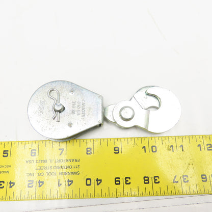 National N225-615 2" Rope Pulley 3/8" Scissor Hook Zinc Plated 480Lbs. Capacity