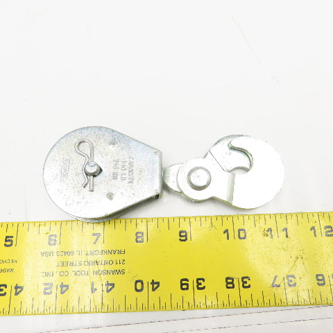 National N225-615 2" Rope Pulley 3/8" Scissor Hook Zinc Plated 480Lbs. Capacity