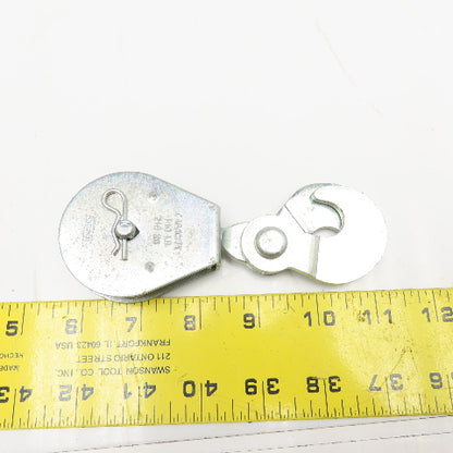 National N225-615 2" Rope Pulley 3/8" Scissor Hook Zinc Plated 480Lbs. Capacity