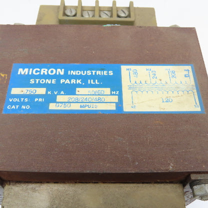 Micron Industries B750 MPU15 208-240/480HV 120LV .750kVa 50/60Hz Transformer