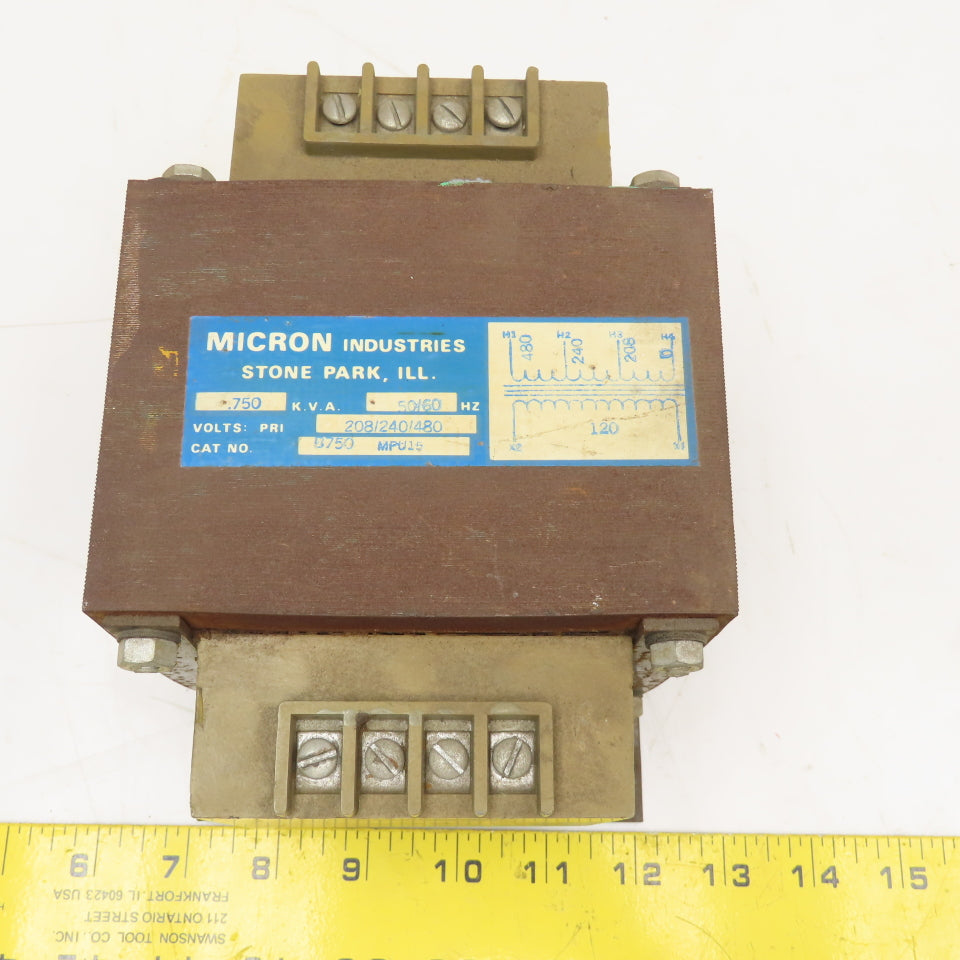 Micron Industries B750 MPU15 208-240/480HV 120LV .750kVa 50/60Hz Transformer