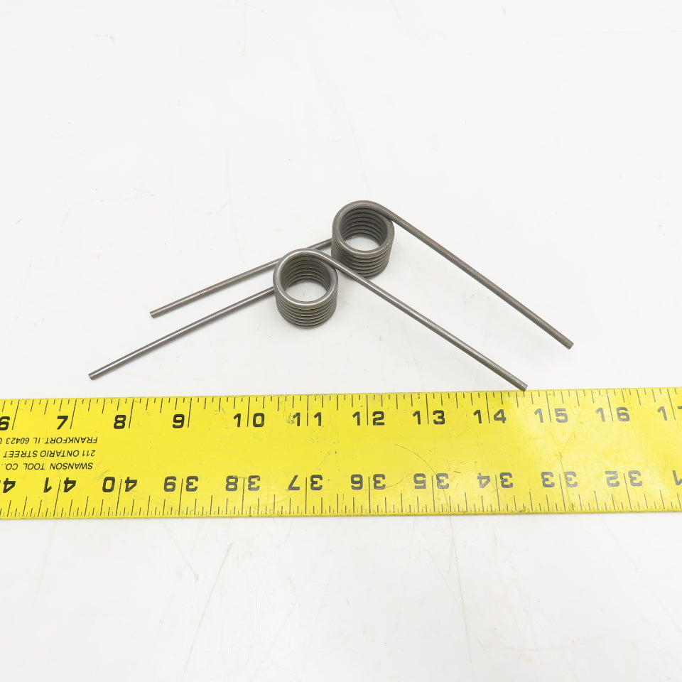Torsion Spring 50° Deflection 1/8" Wire 7 Coil 4" Leg Length Lot Of 2