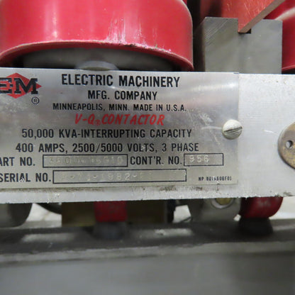 Electric Machinery 360D696G10 400A 2500/5000V 3Ph Vacuum VQ Contactor