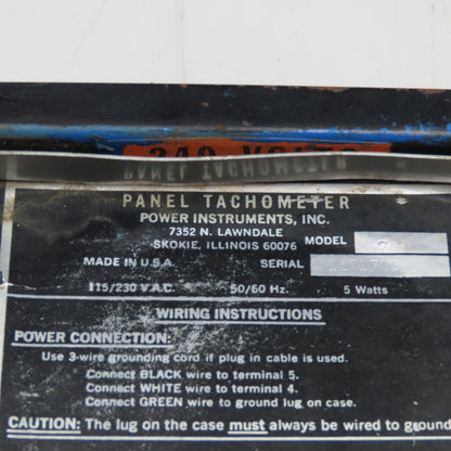 Power Instruments Model 1709 115/230V Panel Tachometer