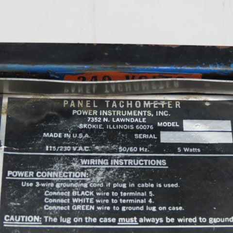 Power Instruments Model 1709 115/230V Panel Tachometer