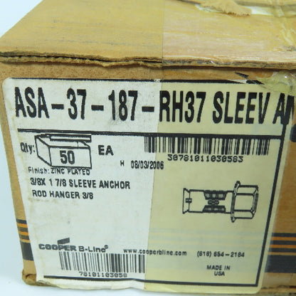 Cooper ASA-37-187RH37 B-Line 1/2"x 2-1/4" Sleeve Anchor 3/8" Rod Hanger Lot/47