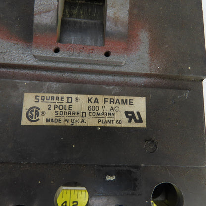 Square D 225A KA Frame Molded Case Circuit Breaker 600V AC 2-Pole
