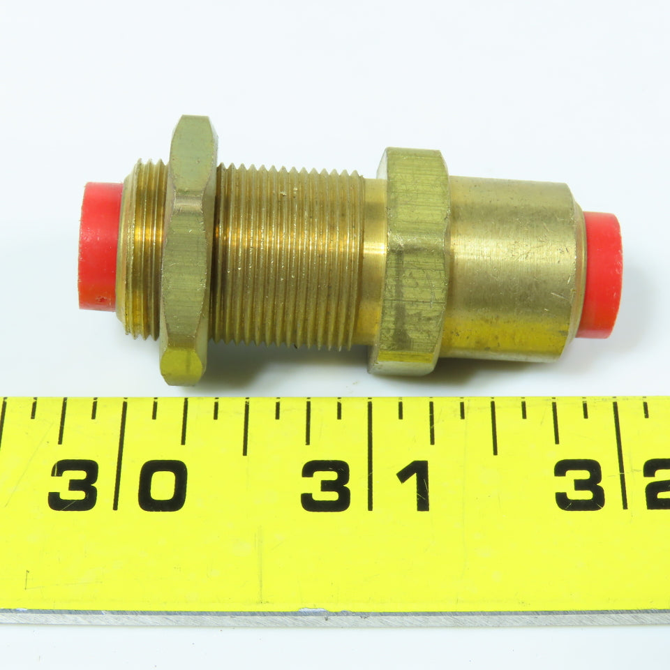 3/8" x 3/8" Tube/Hose Push to Connect Brass Bulkhead Union 3/4"-24 Thread Lot/14