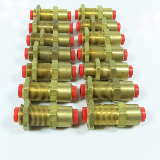 3/8" x 3/8" Tube/Hose Push to Connect Brass Bulkhead Union 3/4"-24 Thread Lot/14
