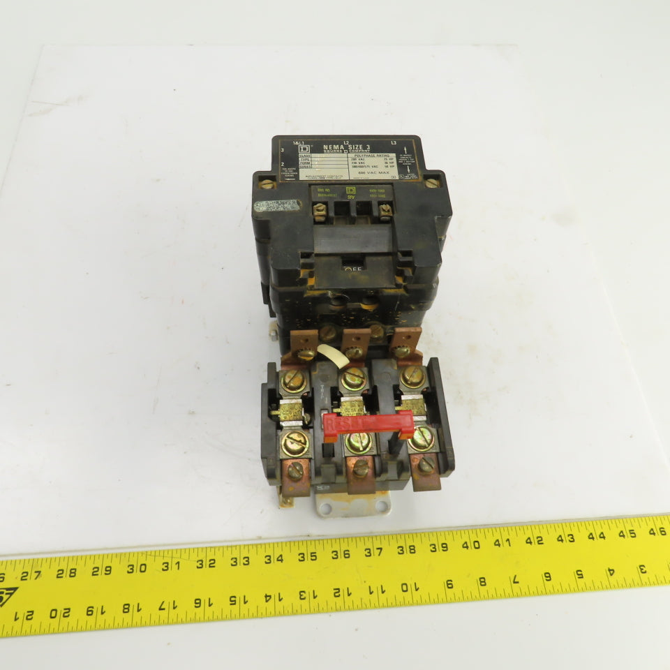 Square D Class 8536 SE0-1 Size 3 Motor Starter 600V AC 25-50HP 480V Coil