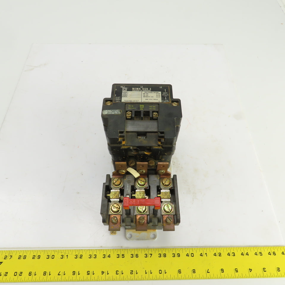 Square D Class 8536 SE0-1 Size 3 Motor Starter 600V AC 25-50HP 480V Coil