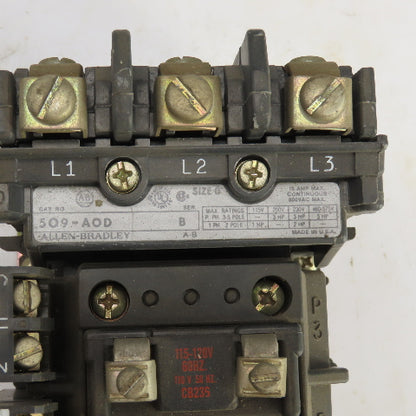 Allen Bradley 509-AOD Ser B Size 0 18A Motor Starter 600V 1 To 5HP 120V Coil