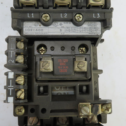 Allen Bradley 509-AOD Ser B Size 0 18A Motor Starter 600V 1 To 5HP 120V Coil