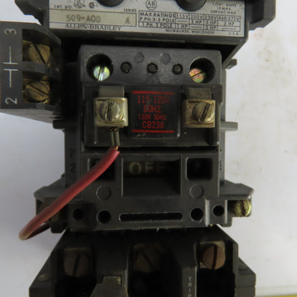 Allen Bradley 509-AOD Ser A Size 0 18A Motor Starter 600V 1 To 5HP 120V Coil