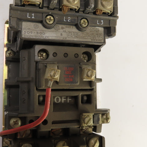 Allen Bradley 509-BOD Ser B Size 1 Motor Starter 600V 10HP 120V Coil W/Overload