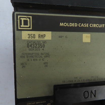 Square D Q432350 Series 4 350A I-Line Molded Case Circuit Breaker 240V AC 3-Pole