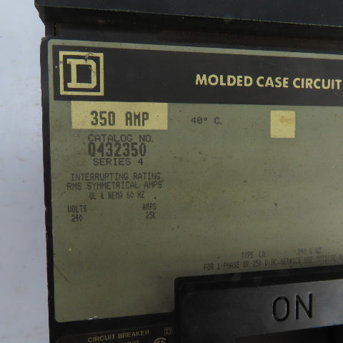 Square D Q432350 Series 4 350A I-Line Molded Case Circuit Breaker 240V AC 3-Pole