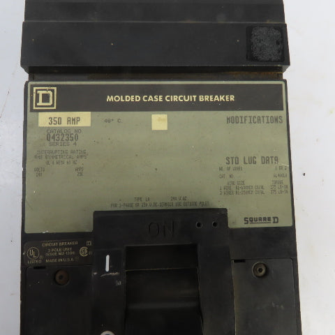 Square D Q432350 Series 4 350A I-Line Molded Case Circuit Breaker 240V AC 3-Pole
