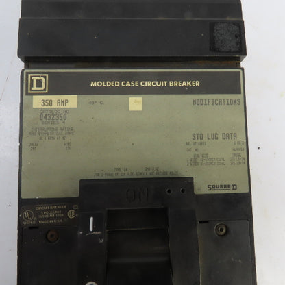 Square D Q432350 Series 4 350A I-Line Molded Case Circuit Breaker 240V AC 3-Pole