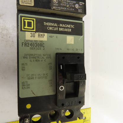 Square D FA24030AC Ser 2 30A I-Line Thermal Circuit Breaker 480V AC 2-Pole