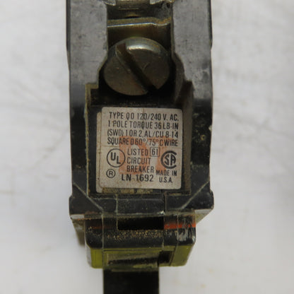 Square D Type QO 15A Circuit Breaker 120/240VAC Single Pole Lot Of 5