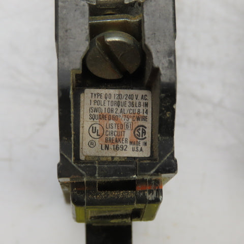 Square D Type QO 15A Circuit Breaker 120/240VAC Single Pole Lot Of 5
