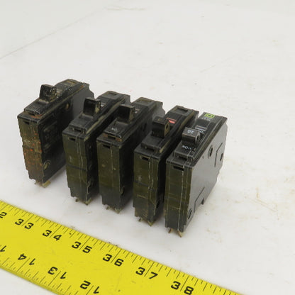 Square D Type QO 15A Circuit Breaker 120/240VAC Single Pole Lot Of 5
