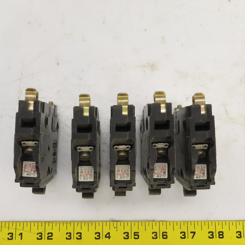 Square D Type QOB 15A Circuit Breaker 120/240VAC Single Pole Lot Of 5