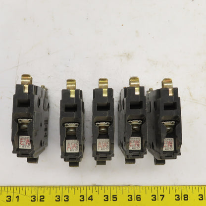Square D Type QOB 15A Circuit Breaker 120/240VAC Single Pole Lot Of 5