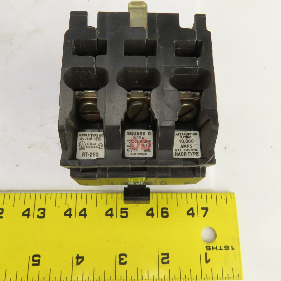 Square D Type QO 15A Plug-On Circuit Breaker 240VAC 3 Pole