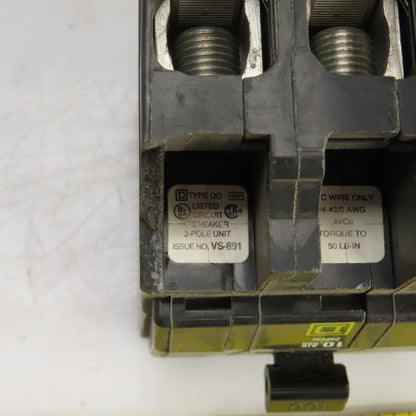 Square D Type QO 30A Plug-On Circuit Breaker 120/240VAC 3 Pole