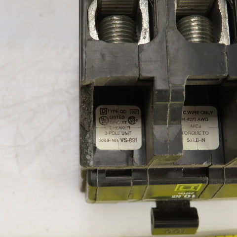 Square D Type QO 30A Plug-On Circuit Breaker 120/240VAC 3 Pole