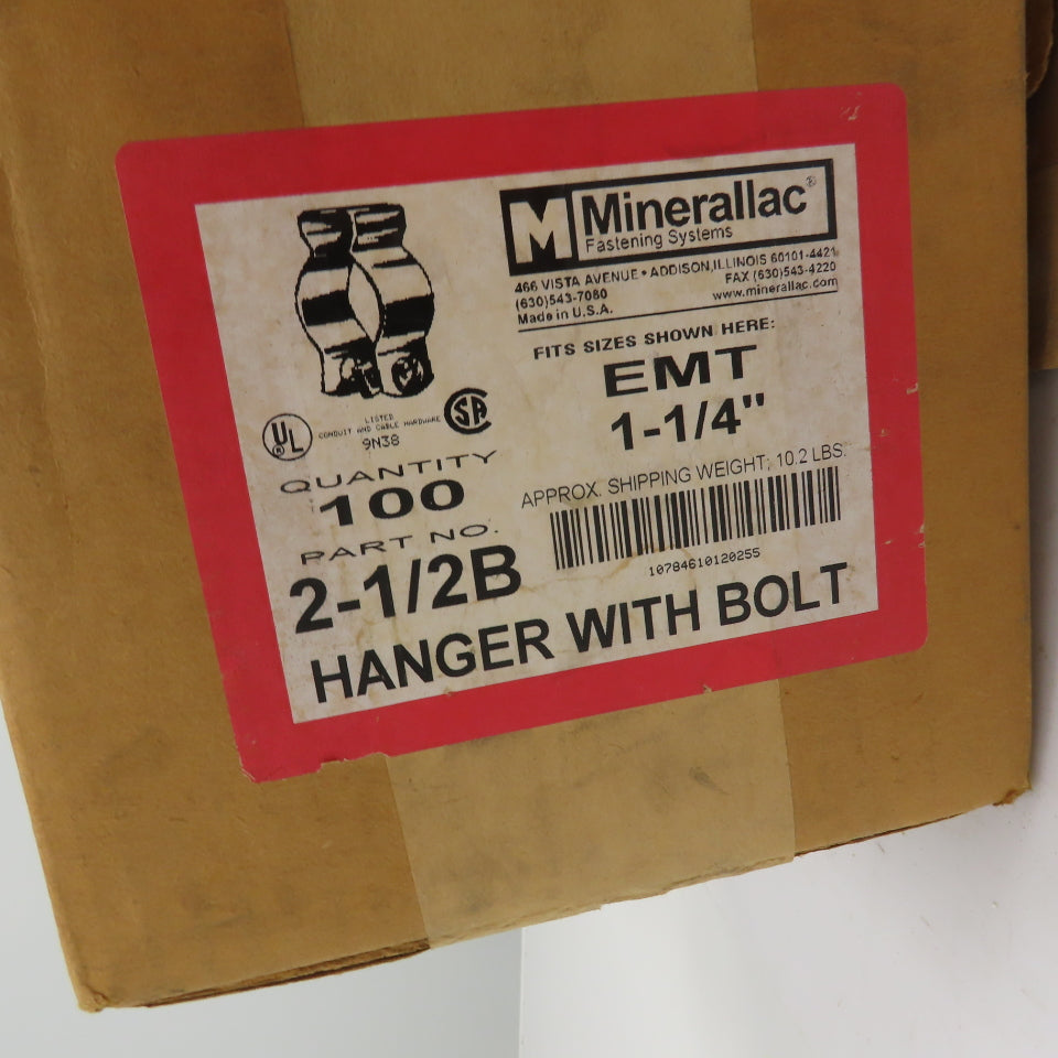 Minerallac 2-1/2B Zinc Plated Steel 1-1/4" Conduit Hanger W/Bolt Lot Of 70