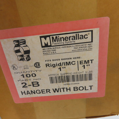 Minerallac 2-B Zinc Plated Steel 1" Conduit Hanger W/Bolt Lot Of 80