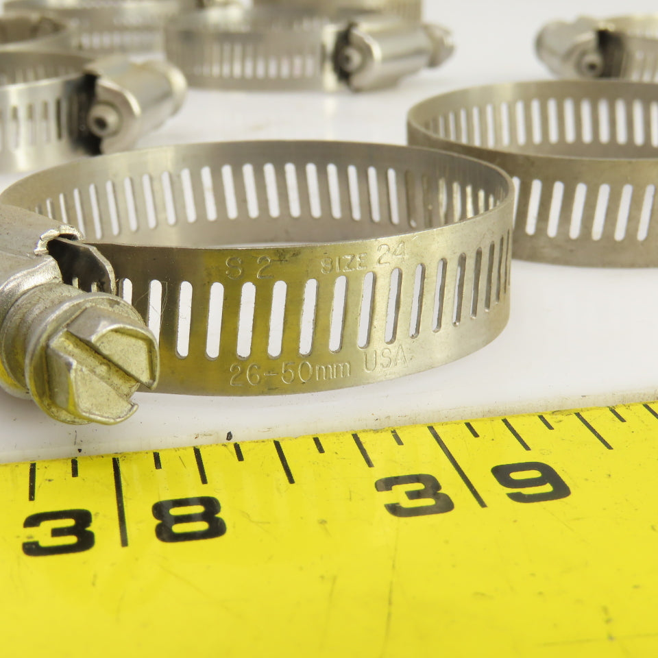 26 x 50mm Size 24 Stainless Steel Hose Clamp Lot Of 20