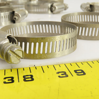 26 x 50mm Size 24 Stainless Steel Hose Clamp Lot Of 20