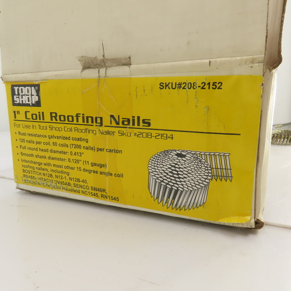 Tool Shop 1" Galvanized Coil Roofing Nails (120 Per Coil) 7000 Total