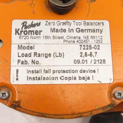 Packers Kromer 7228-02 Zero Gravity Tool Balancer 2.6-5.7Lbs.