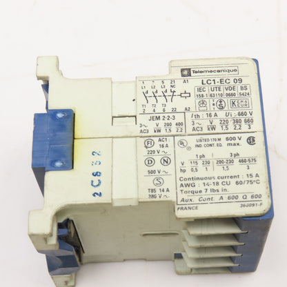 Telemecanique LC1-EC 9 600V 3Kw Contactor 24V 50/60Hz Coil