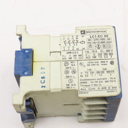 Telemecanique LC1-EC 9 600V 3Kw Contactor 24V 50/60Hz Coil