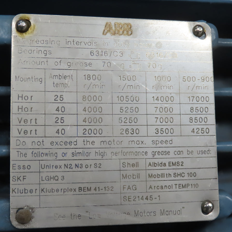 ABB M3GP-280SMC-4-B3 110kW AC Electric Motor 690/400V 50HZ 3PH 1485RPM 280 Frame